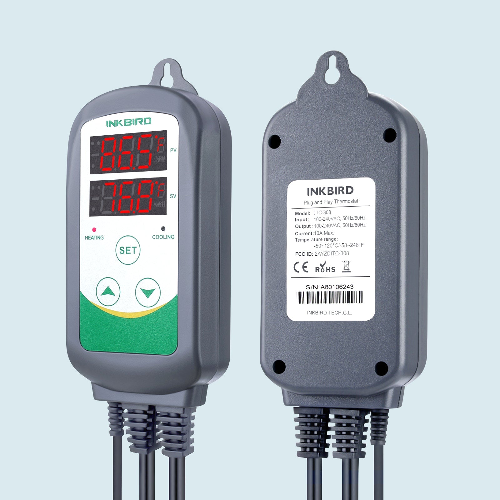 ITC-308 Digital Temperature Controller - Precise Thermostat for Homebrew, Aquariums & Reptile Tanks | Home Brewing, Hydroponics & Terrarium Use