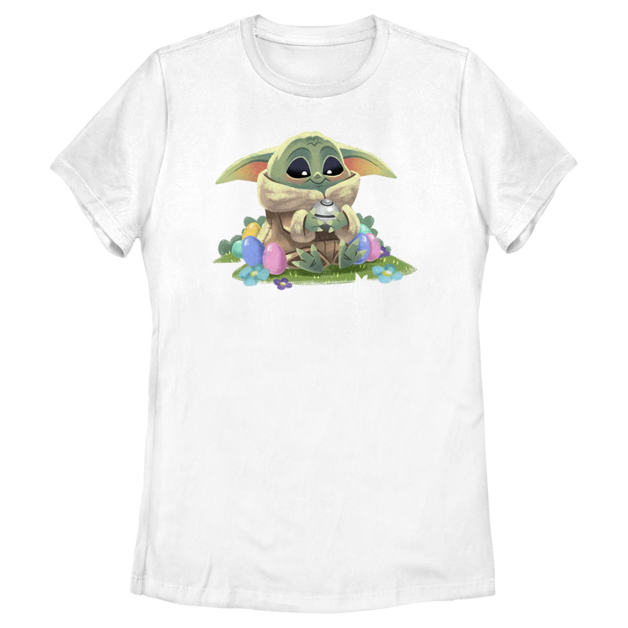 Women's Star Wars The Mandalorian Grogu Easter Egg Collector T-Shirt | Cute Baby Yoda Graphic Tee | Perfect for Cosplay, Gifts & Star Wars Fans