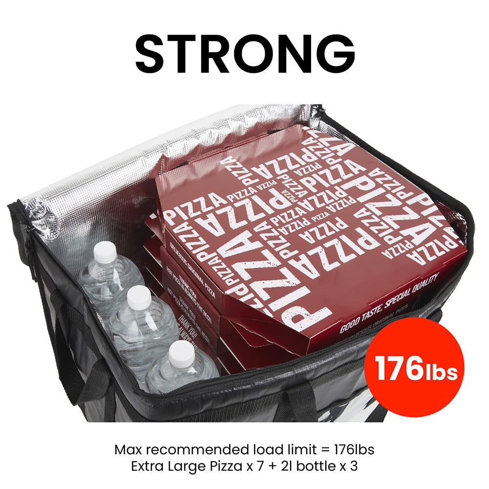 NZ Home Durable PRO Insulated Cooler Bag & Food Warmer (3XL, 2 Pack) - Heavy Duty Commercial Grade with Zippered Top - Perfect for Food Delivery, Grocery Shopping, Picnics & Outdoor Activities - Black