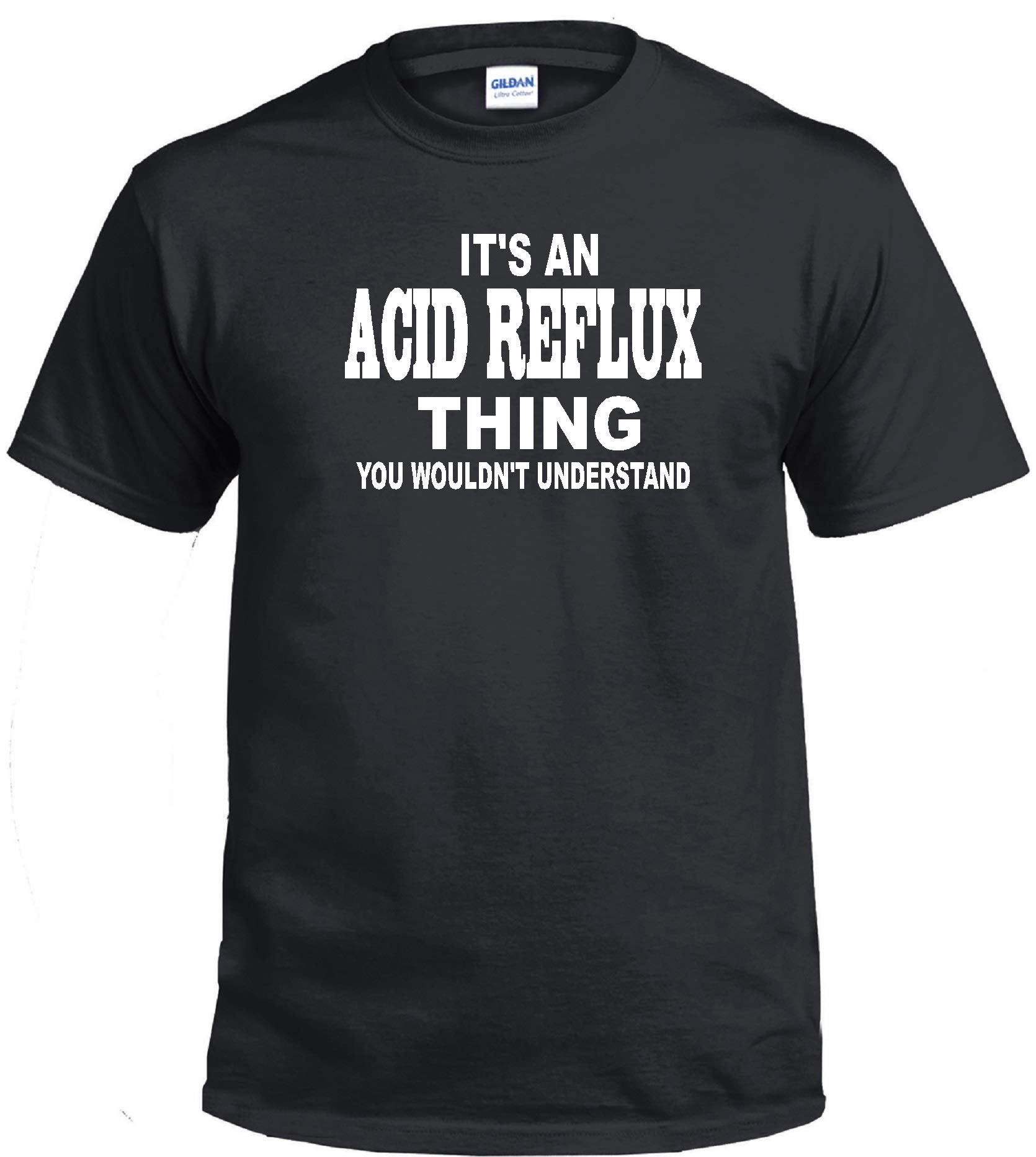 Acid Reflux Black T-Shirt - Funny Graphic Tee for GERD Sufferers