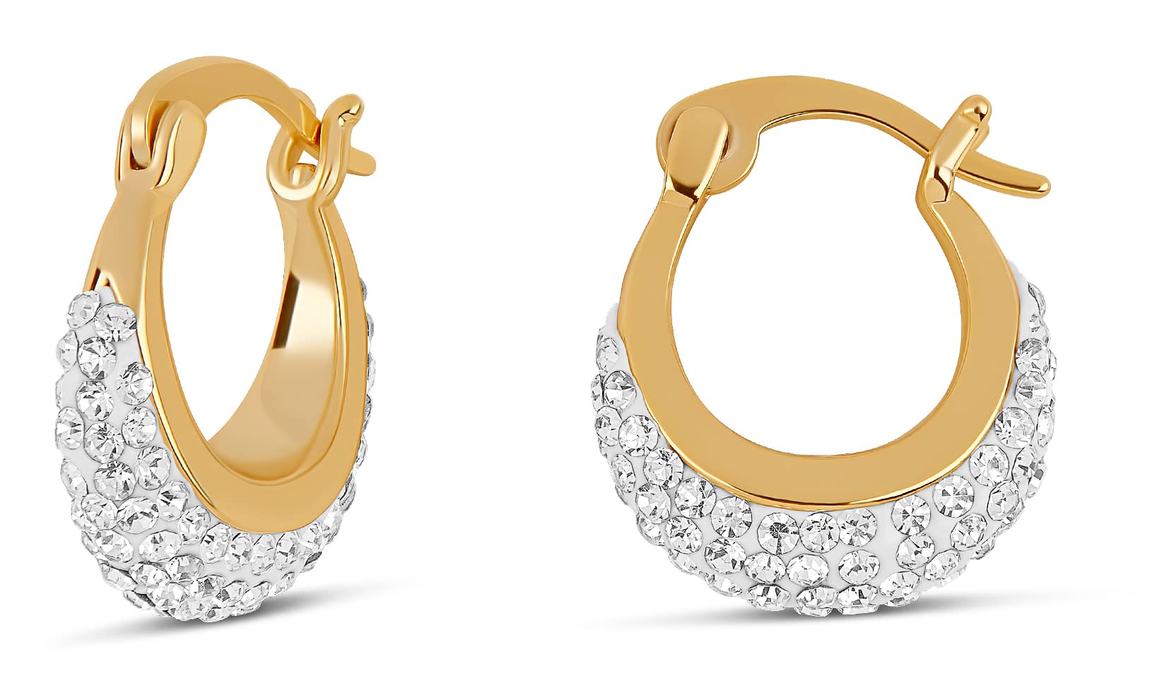 MILLA Small Hoop Earrings for Women - Rhinestone & Twisted Gold Huggie Earrings in Sterling Silver - Dainty Everyday Jewelry for Work, Date Night & Gifts