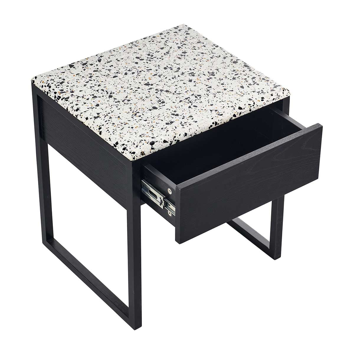 Modern Avalon Terrazzo Bedside Table - Stylish Nightstand with Marble Composite Top for Bedroom Decor, Perfect for Small Spaces & Apartment Living