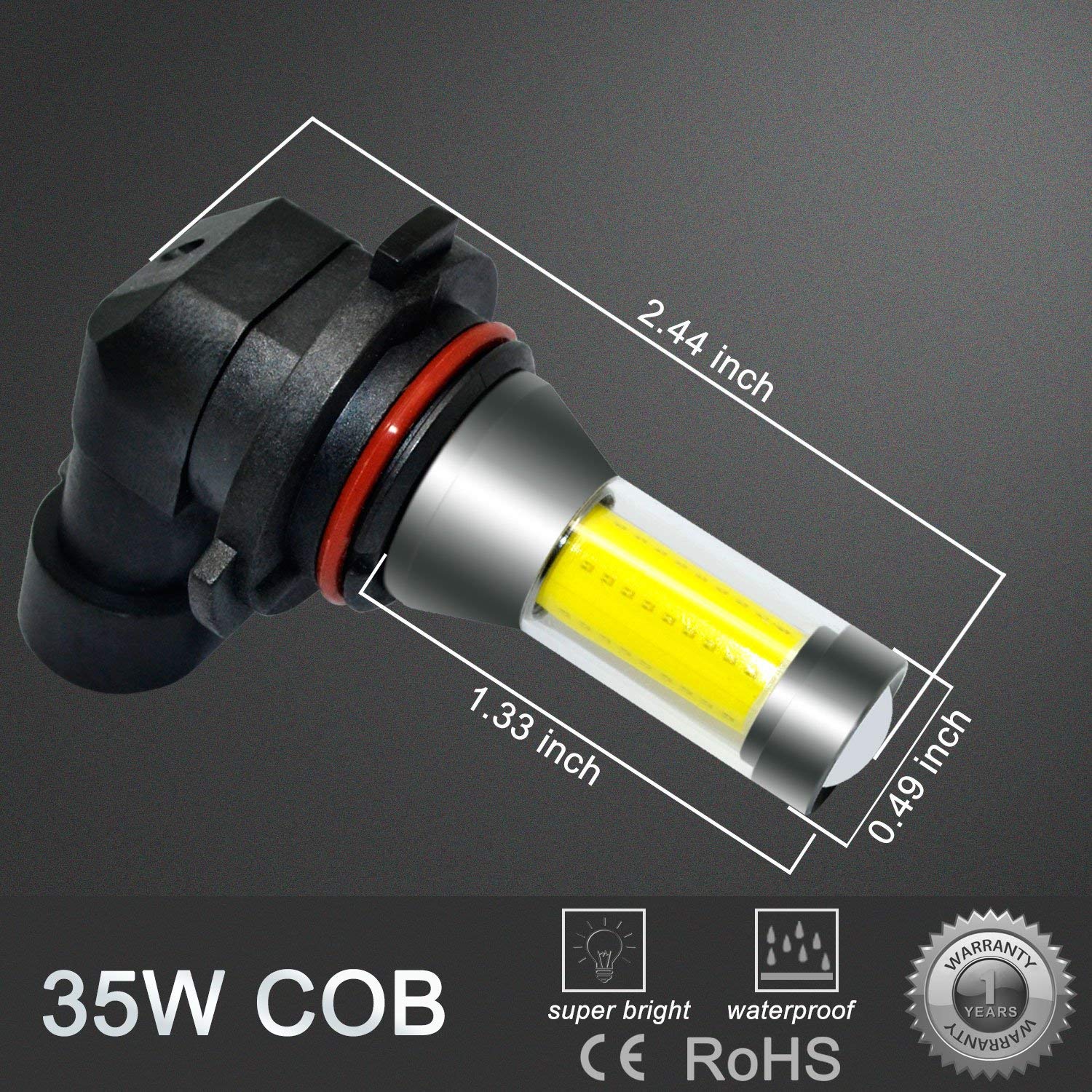 Alla Lighting Xtreme Super Bright 9006 LED Fog Light Bulbs - 3000K Amber Yellow COB HB4 Replacement Bulbs for Cars, Trucks, SUVs - Perfect for Night Driving, Foggy Weather & Off-Road Adventures
