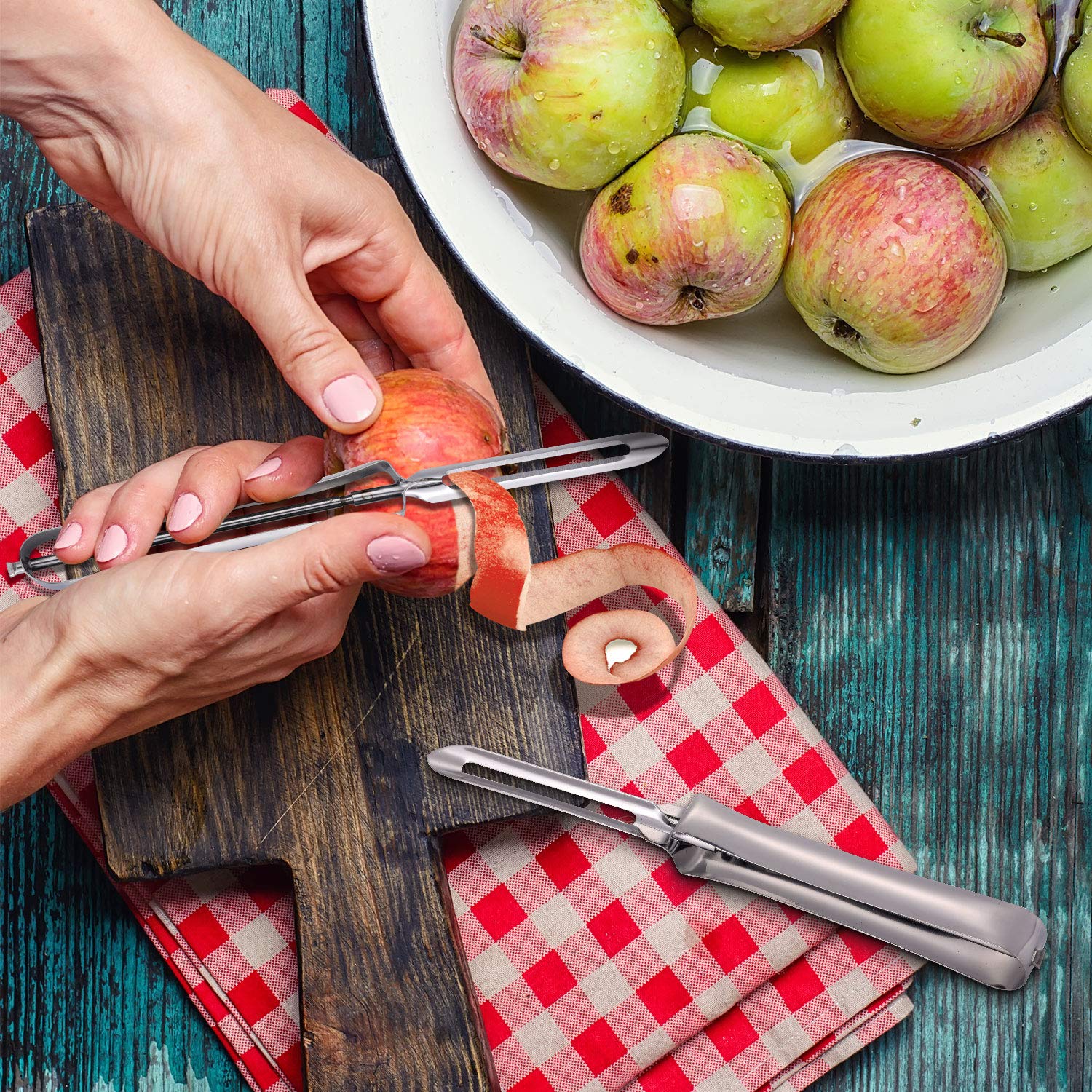 Premium Stainless Steel Rotary Peeler - 10 Pack for Fruits & Vegetables - Effortless Peeling for Carrots, Potatoes, Apples - Durable Kitchen Tool for Home Cooking & Meal Prep