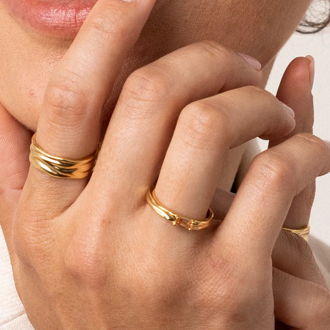 Myall Citrine Gemstone Ring - Natural Citrine Jewelry for Women, Elegant & Dainty Gold Plated Ring - Perfect for Everyday Wear, Gift Giving & Special Occasions