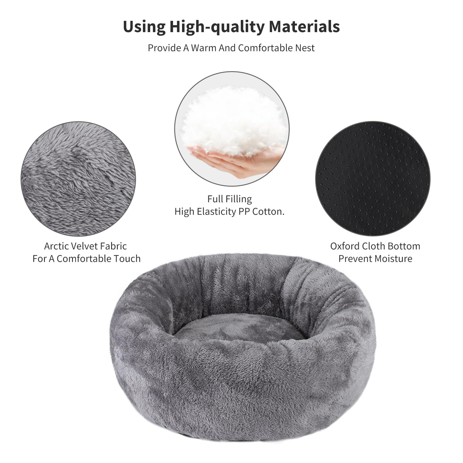 Washable Round Cat Bed & Dog Bed for Cozy Pets