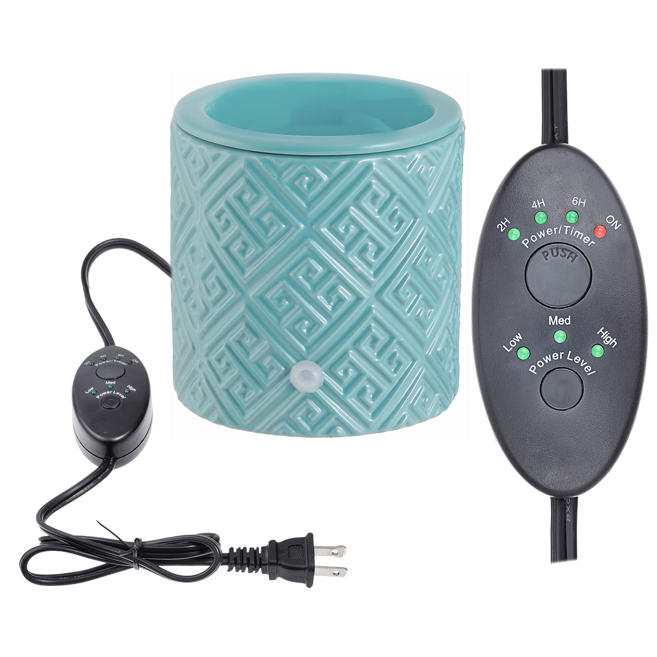 Electric Ceramic Candle Warmer with Safety Timer - Teal Blue Plug-in Wax Melter for Scented Wax Cubes & Tarts | Home Fragrance Warmer for Bedroom, Office, Living Room | Perfect Aromatherapy Gift Set & Air Freshener for Relaxation and Home Decor