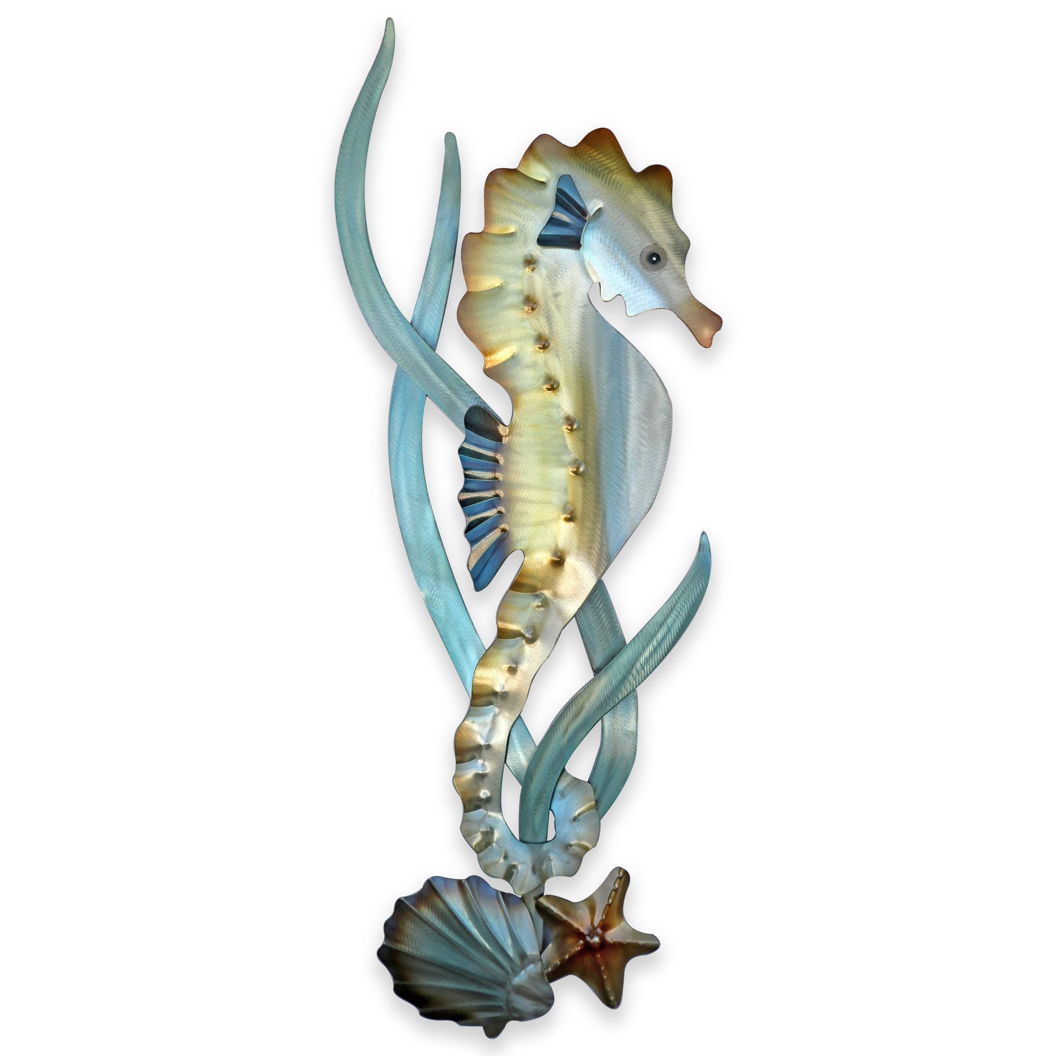 T.I. Design Seahorse Coastal Contemporary Beach Metal Wall Art - Perfect for Beach House Decor, Coastal Living Room, or Ocean-Themed Bedroom
