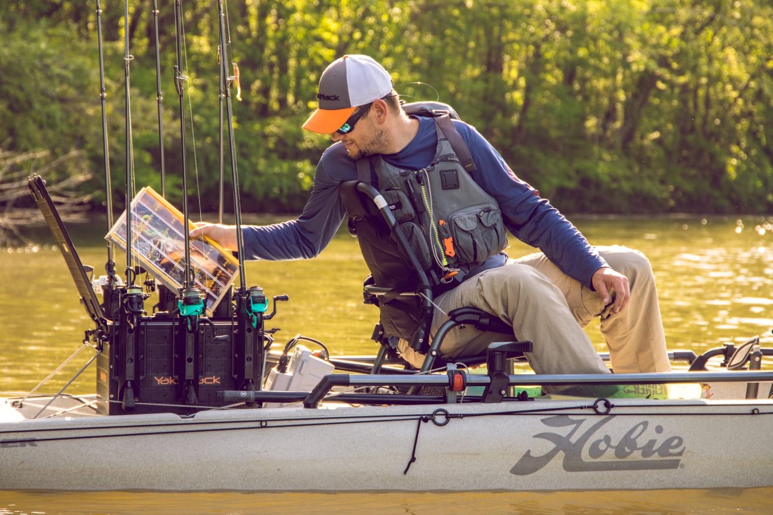YakAttack BlackPak Pro Kayak Fishing Crate with 6 Rod Holders - 16