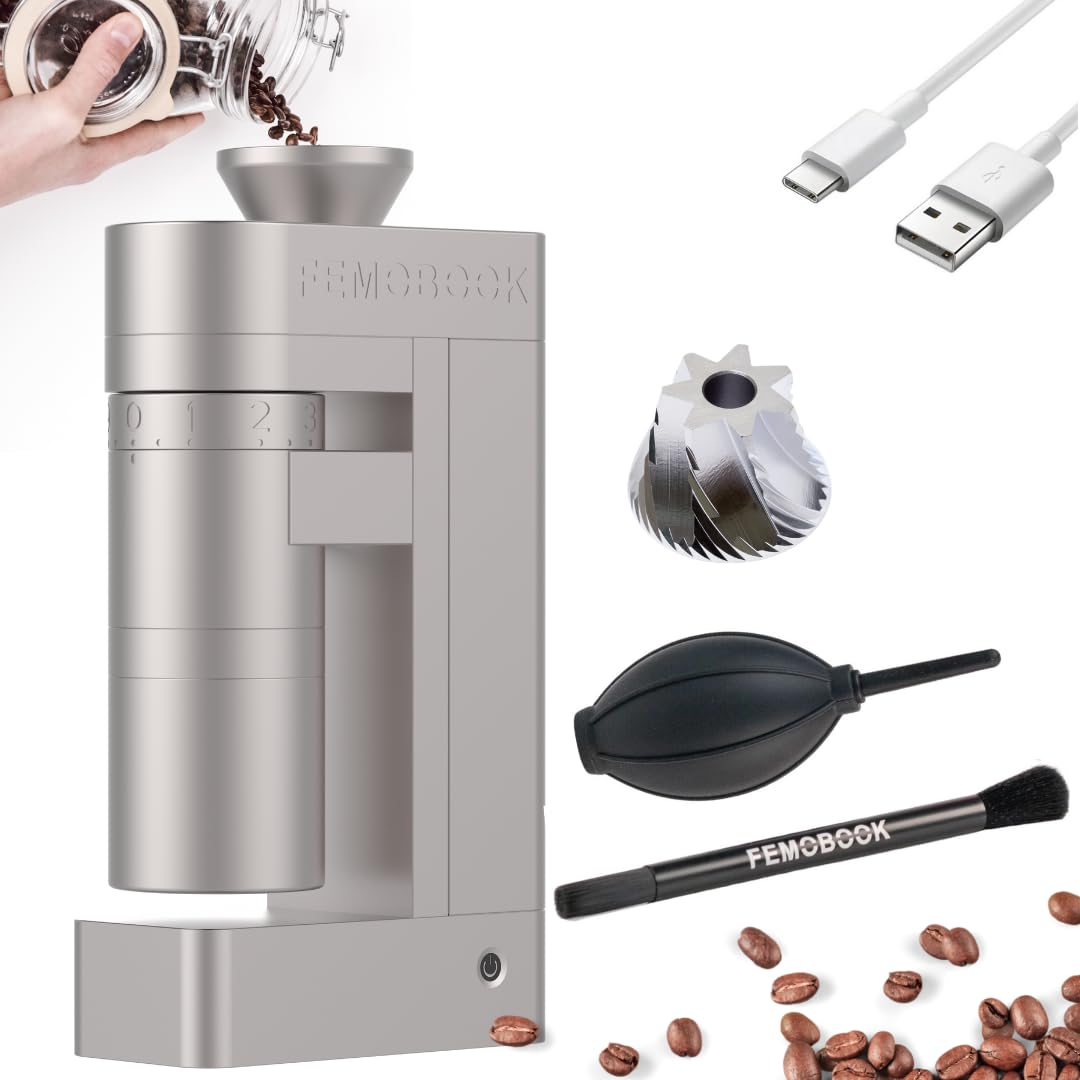 Premium Electric Coffee Grinder - Rechargeable Cordless Portable Espresso Bean Mill with Stainless Steel Blades, Tool-Free Disassembly (Champagne Gold) - Perfect for Home, Office, Camping & Travel Use