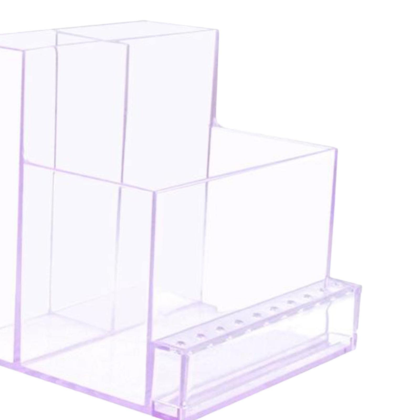 GAH 3 Row 10 Hole Nail Drill Bit Holder - Clear Purple Manicure Tool Organizer for Nail Salon & Home Use
