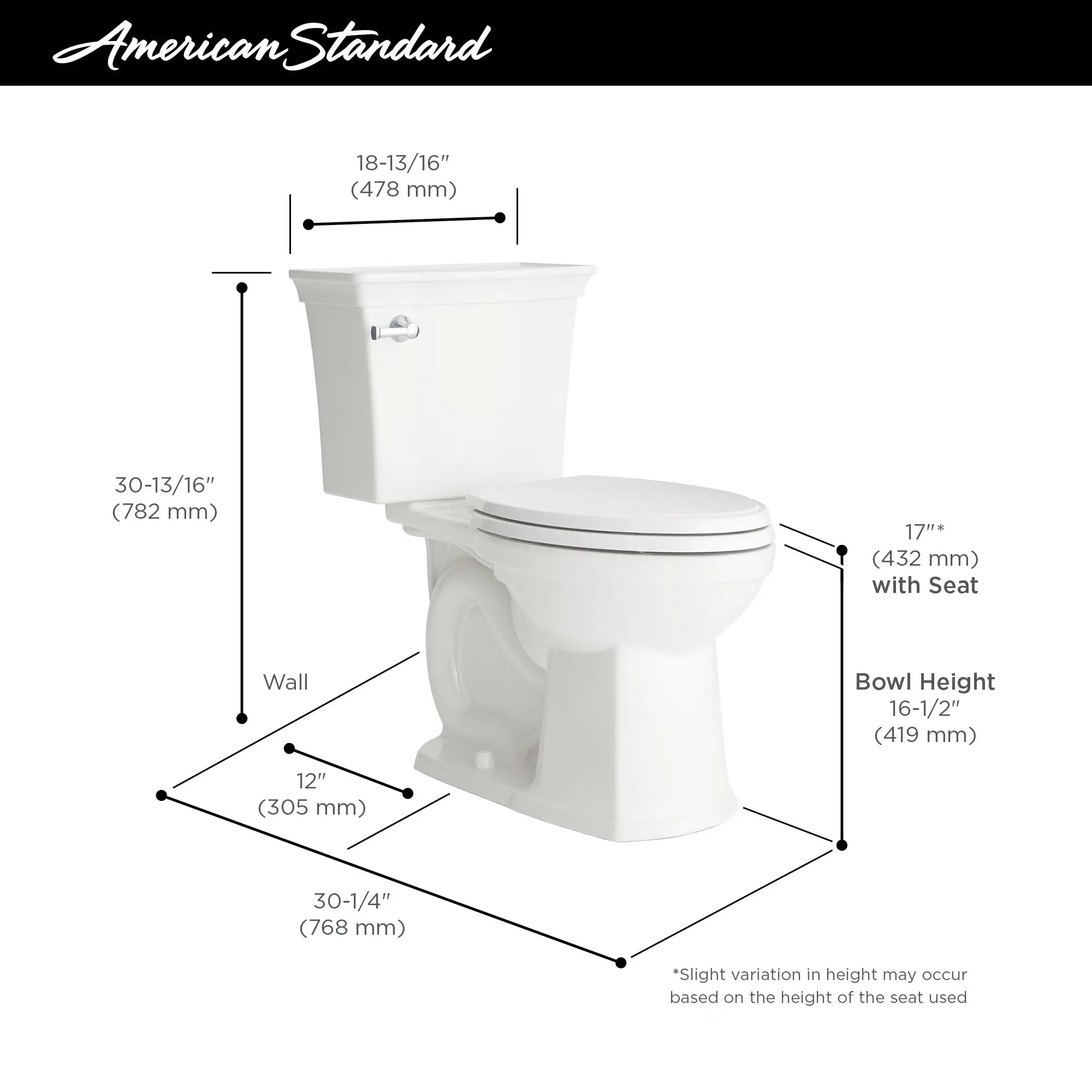 Estate® VorMax® 2-Piece 1.28 GPF/4.8 LPF Elongated Chair Height Toilet Bowl Without Seat - Perfect for Small Bathrooms & Water-Efficient Homes