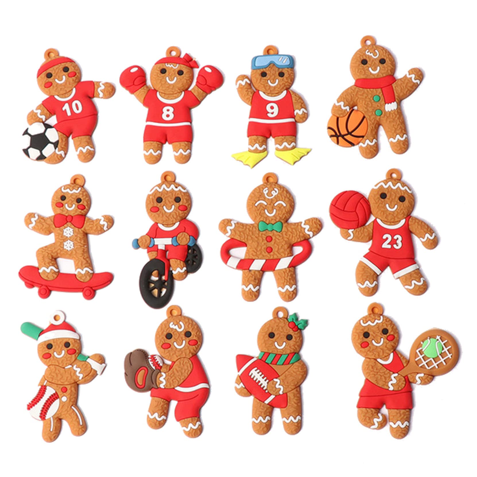 12Pcs Gingerbread Man Christmas Tree Ornaments - Xmas Hanging Decorations for Holiday Party, Home Decor & Kids Gift (Perfect for Christmas Tree Decorating, Holiday Parties & Festive Home Decoration)
