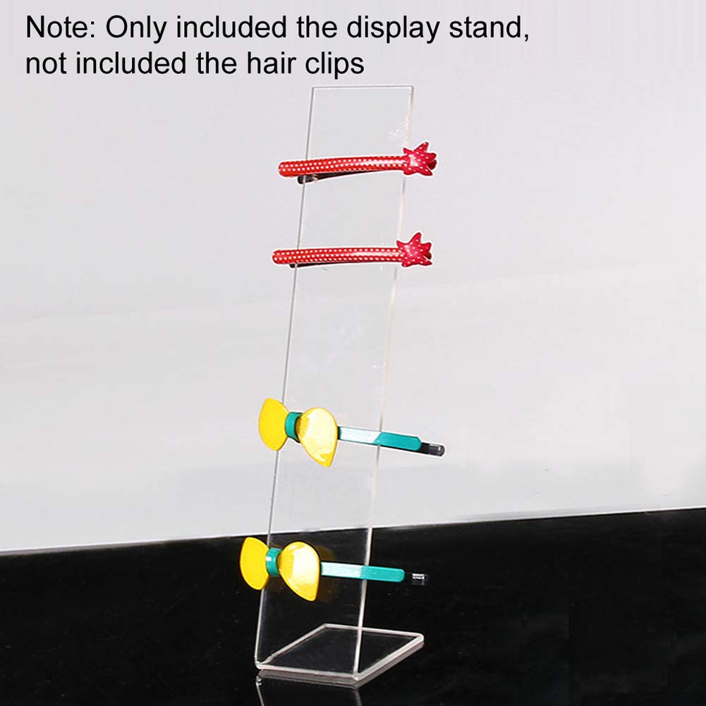 4-Piece Clear Acrylic Hair Clip Display Stand Set - L-Shaped Hairpin Organizer & Barrette Holder for Salon, Retail Store, and Home Vanity Organization (Transparent)