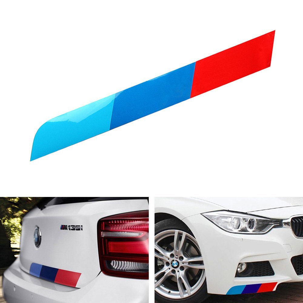 17x2 Inch Reflective M Colored Stripe Decals for BMW - High-Quality Exterior Stickers for Car Customization | Perfect for Enhancing Style & Night Visibility on BMW 3/4/5 Series, X3/X5 Models