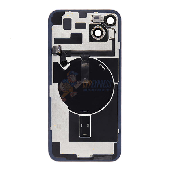 Original iPhone 14 Plus Mid Frame Housing Replacement - Includes Power/Volume Buttons, Back Glass with Steel Plate & Wireless Charging Flex Cable (White) - Perfect for DIY Repairs & Phone Restoration Projects