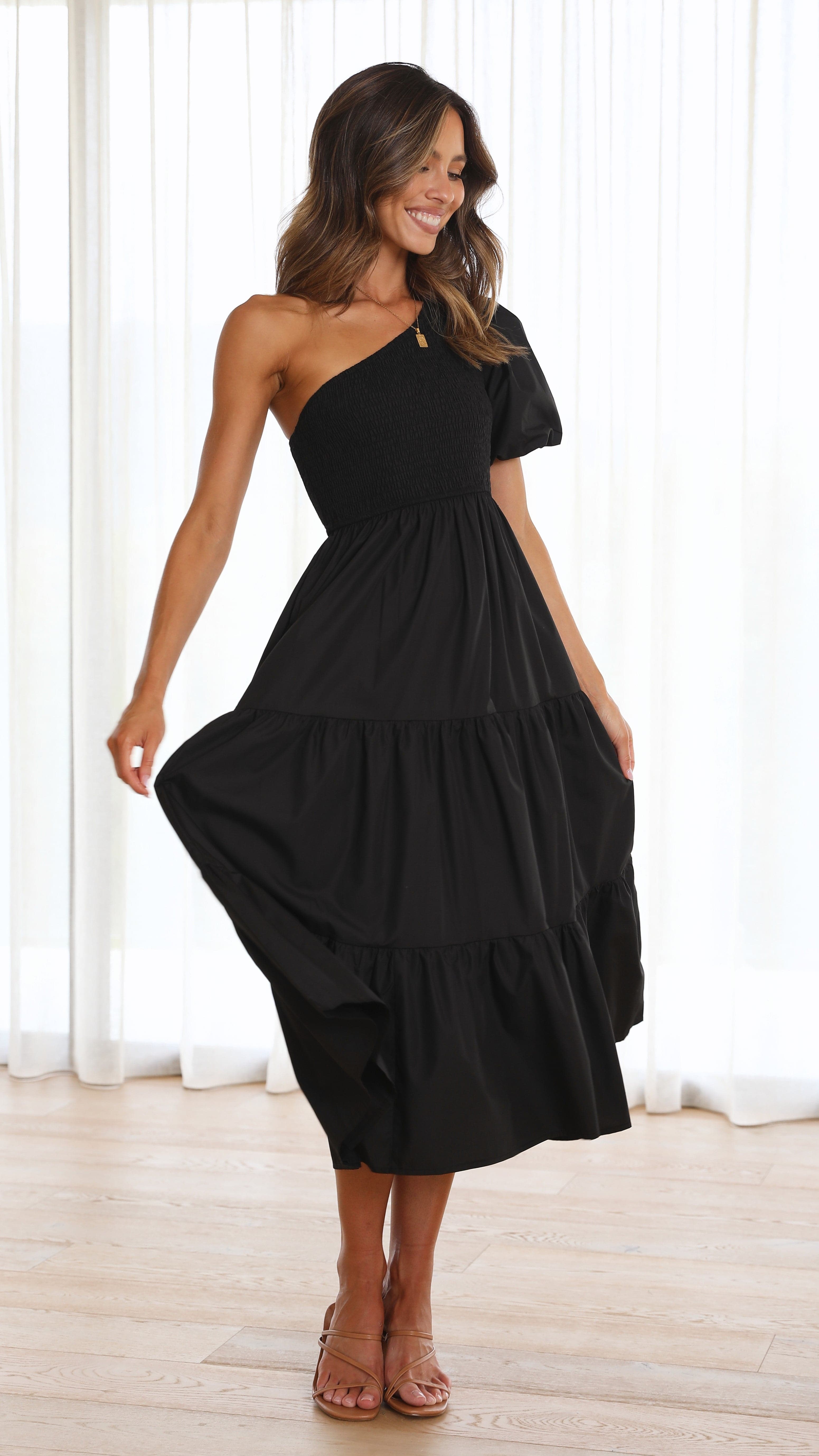 Frankie Maxi Dress for Women - Elegant Black Long Flowy Dress for Summer, Beach, Party & Casual Wear