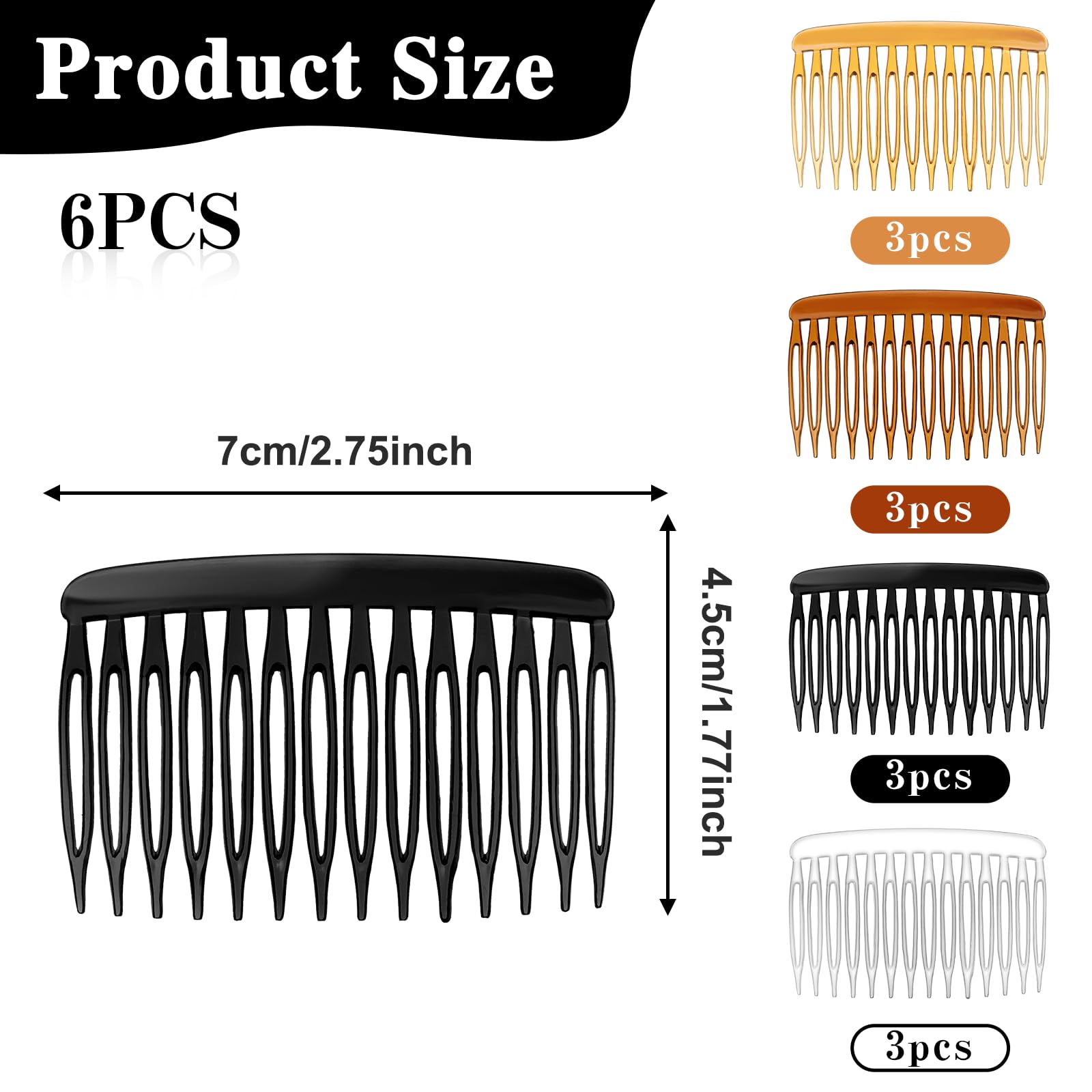 12Pcs 14 Teeth Hair Side Combs for Women - French Twist Hair Clips, Plastic Decorative Combs for Fine Thin Hair, Bridal Wedding Veil Accessories - Perfect for Updos, French Twists, and Special Occasions