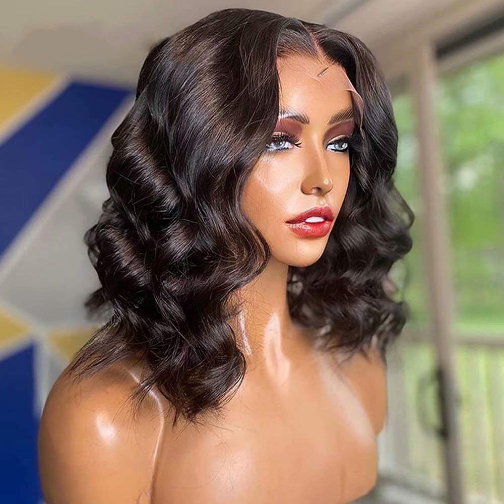13x6 HD Transparent Lace Front Human Hair Wig - Brazilian Body Wave Short Bob Wig with Remy Virgin Hair for Black Women | Pre-Plucked with Baby Hair & Bleached Knots | 150 Density 12 Inch | Perfect for Daily Wear, Parties & Special Occasions