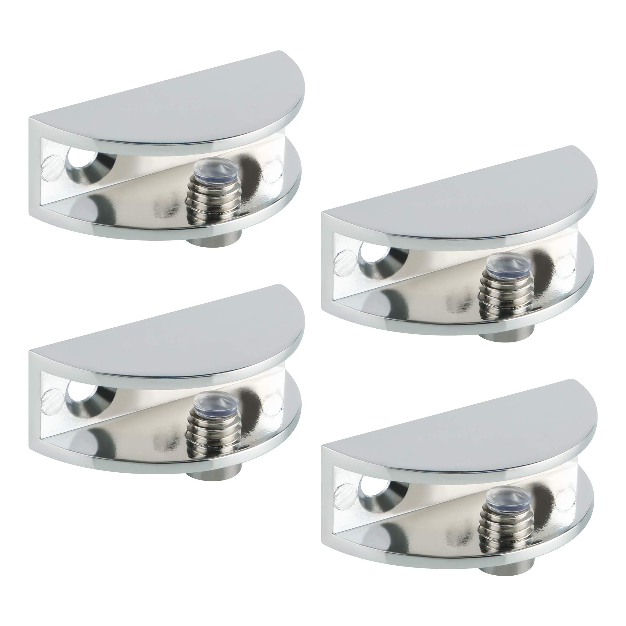 Heavy Duty Adjustable Frameless Glass Shelf Bracket - Rectangle Clamp Holder for Kitchen, Bathroom & Office Storage Organization