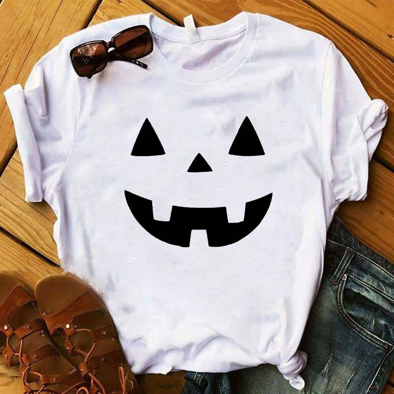 Halloween Pumpkin Face Print T-Shirt - Spooky & Fun Costume for Kids & Adults | Perfect for Trick or Treating, Parties & Festive Celebrations