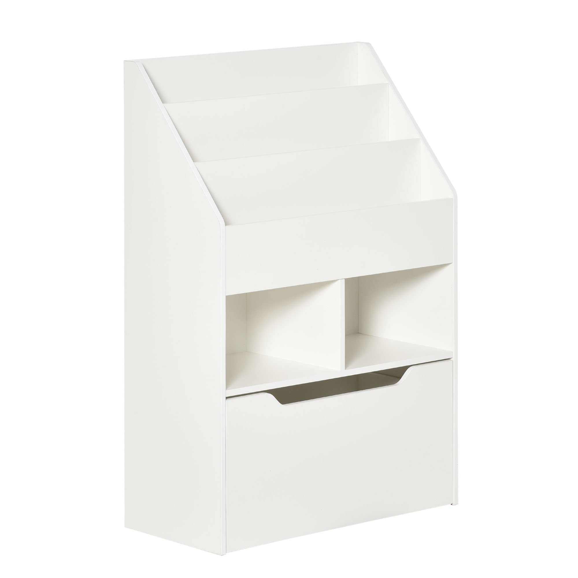 HOMCOM Kids Bookcase with Storage Drawer - 5-Tier Multi-Shelf Organizer for Books, Toys & School Supplies | Sturdy White Bookshelf for Playroom, Bedroom & Classroom | Space-Saving Children's Furniture