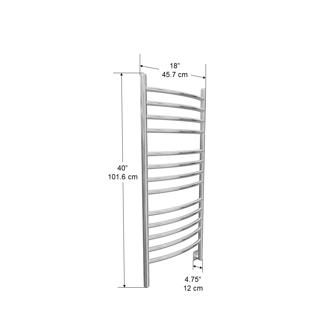 40 Inch Polished Stainless Steel Electric Towel Warmer & Drying Rack - Hardwired Bathroom Heater for Spa, Luxury Home & Hotel Use