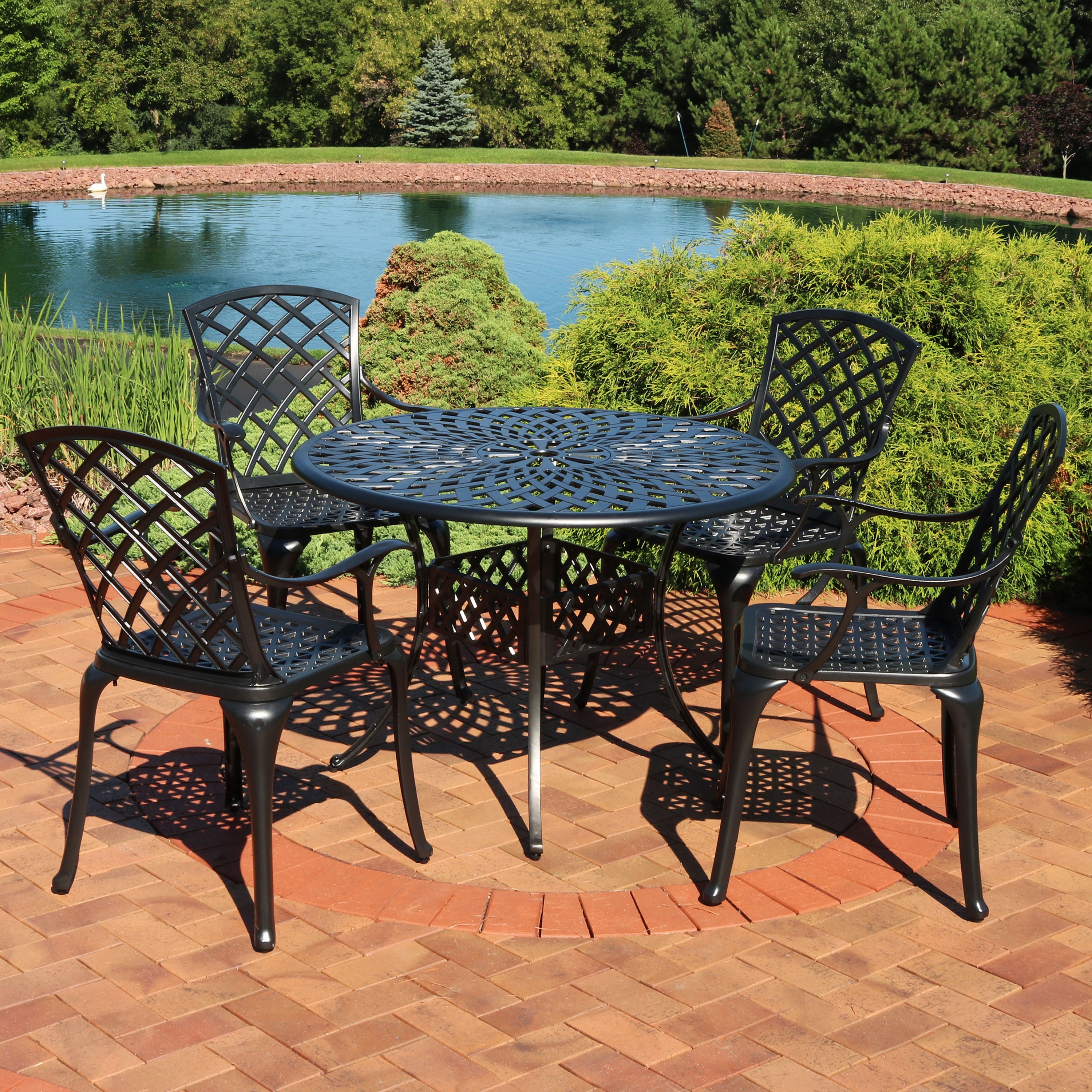 Sunnydaze 5-Piece Cast Aluminum Outdoor Patio Furniture Set - Durable & Weather-Resistant for Garden, Poolside, and Backyard Relaxation