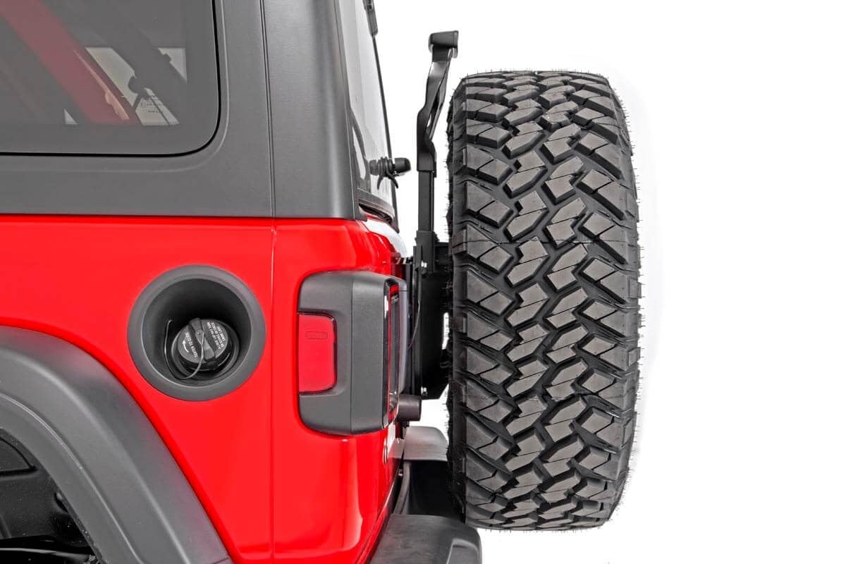Rough Country Spare Tire Relocation Bracket for 2018-2024 Jeep Wrangler JL (Model 10529) - Heavy Duty Off-Road Accessory for Enhanced Rear Visibility & Tire Protection