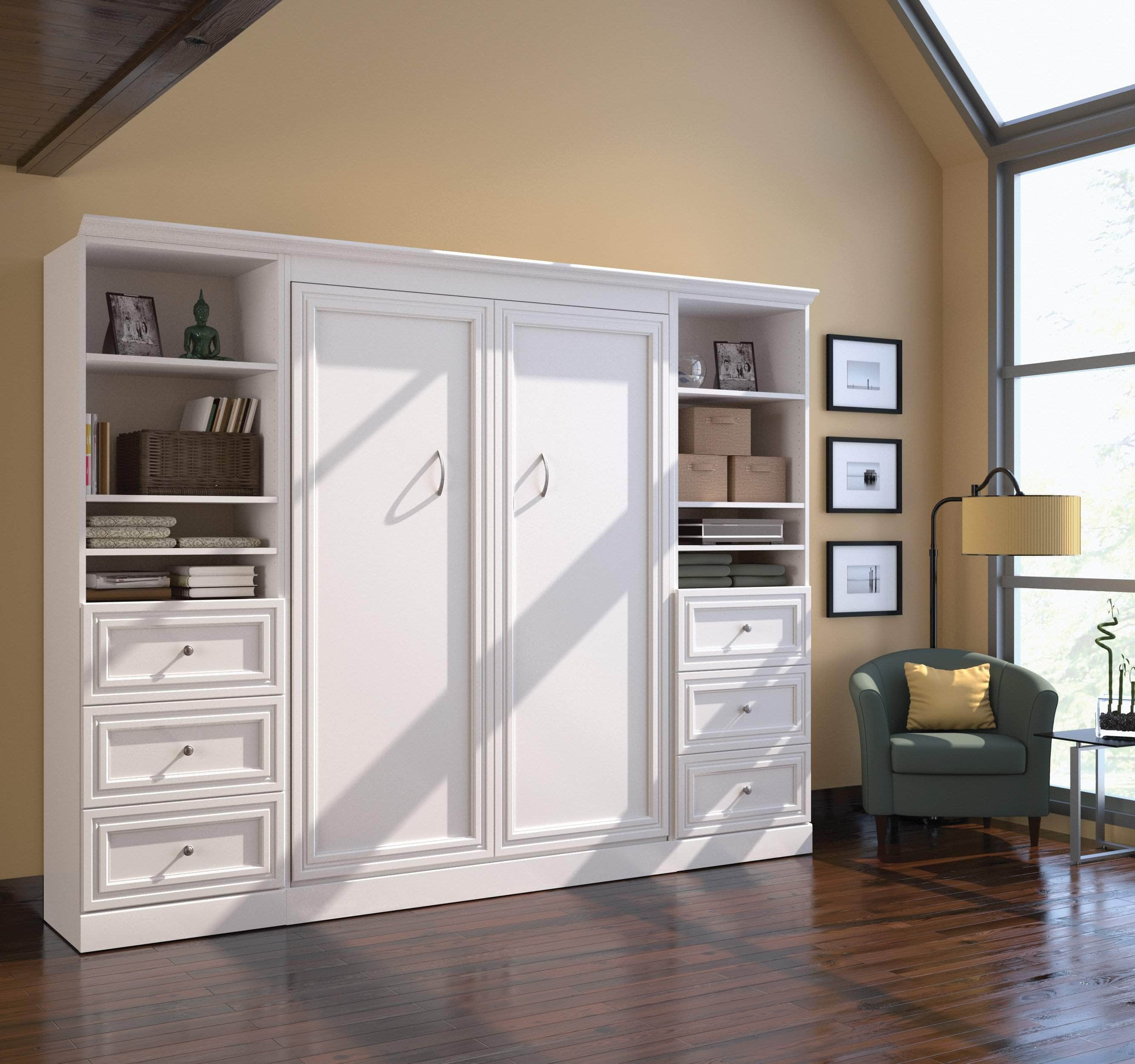 Space-Saving Full Murphy Wall Bed with 2 Storage Drawers (109