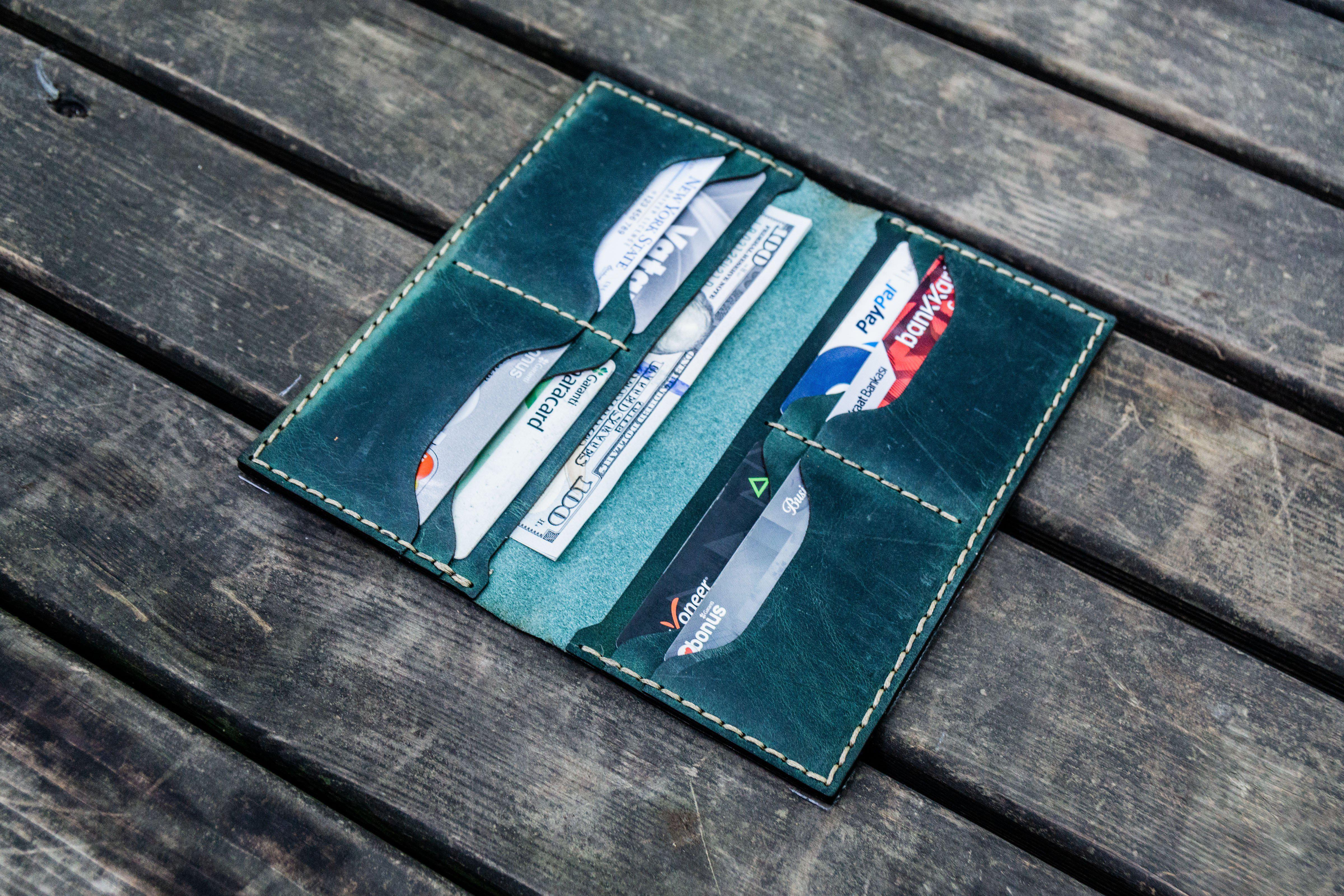 Handmade Genuine Leather Women's Wallet - No.49 Crazy Horse Forest Green - Perfect for Everyday Use, Travel & Gift Giving