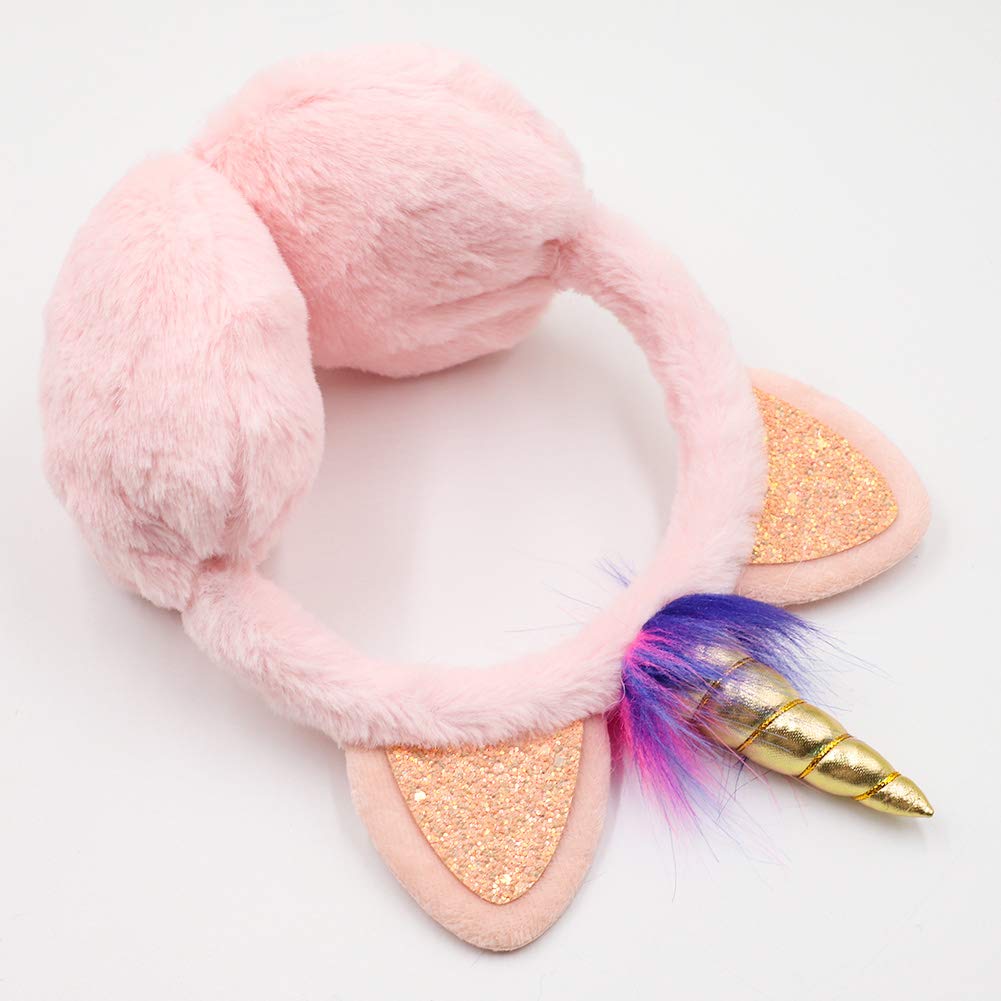 ZTL Unicorn Earmuffs for Girls, Kids & Women - Soft Plush Ear Warmers for Winter - Cute Animal Ear Muffs for Cold Weather, Outdoor Activities & Fashion Accessories