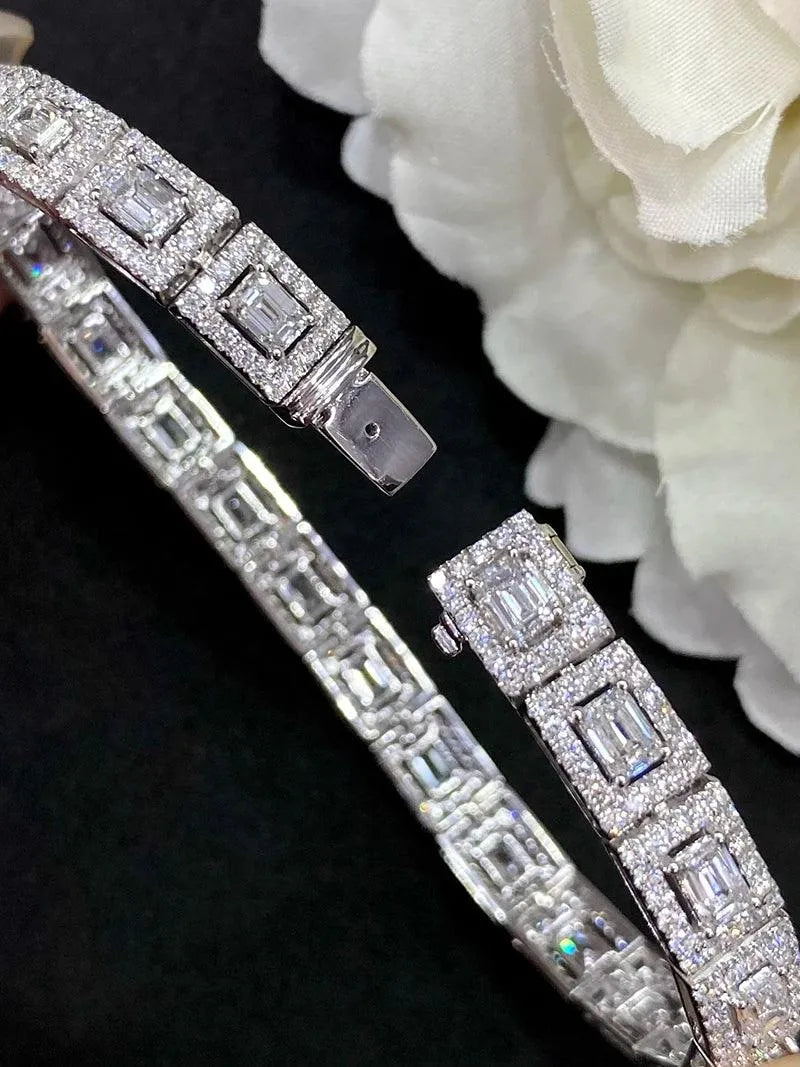 18K White Gold Diamond Bracelet for Women - 7.8 Carat Natural Diamonds Luxury Wedding Jewelry | Engagement Party, Anniversary Gift, Bridal Accessory, Special Occasion Jewelry