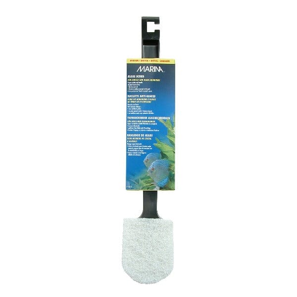 Premium Marina Algae Scrubber with Ergonomic Plastic Handle - Effective Aquarium Cleaning Tool for Saltwater & Freshwater Tanks