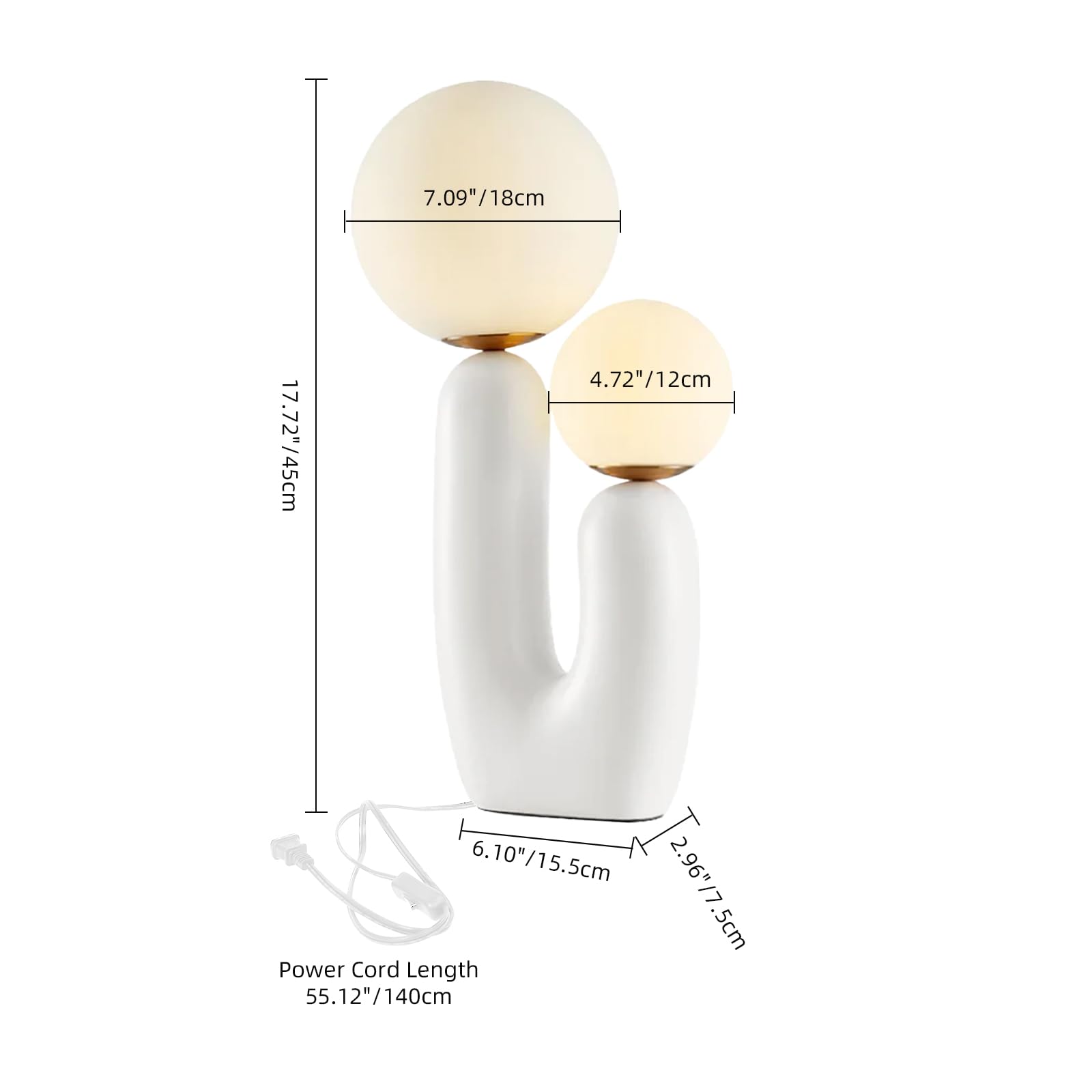 Arturesthome Modern Nordic Nightstand Desk Lamp - White LED Bedside Table Lamp with Bulbs Included for Bedroom, Living Room & Office Decor