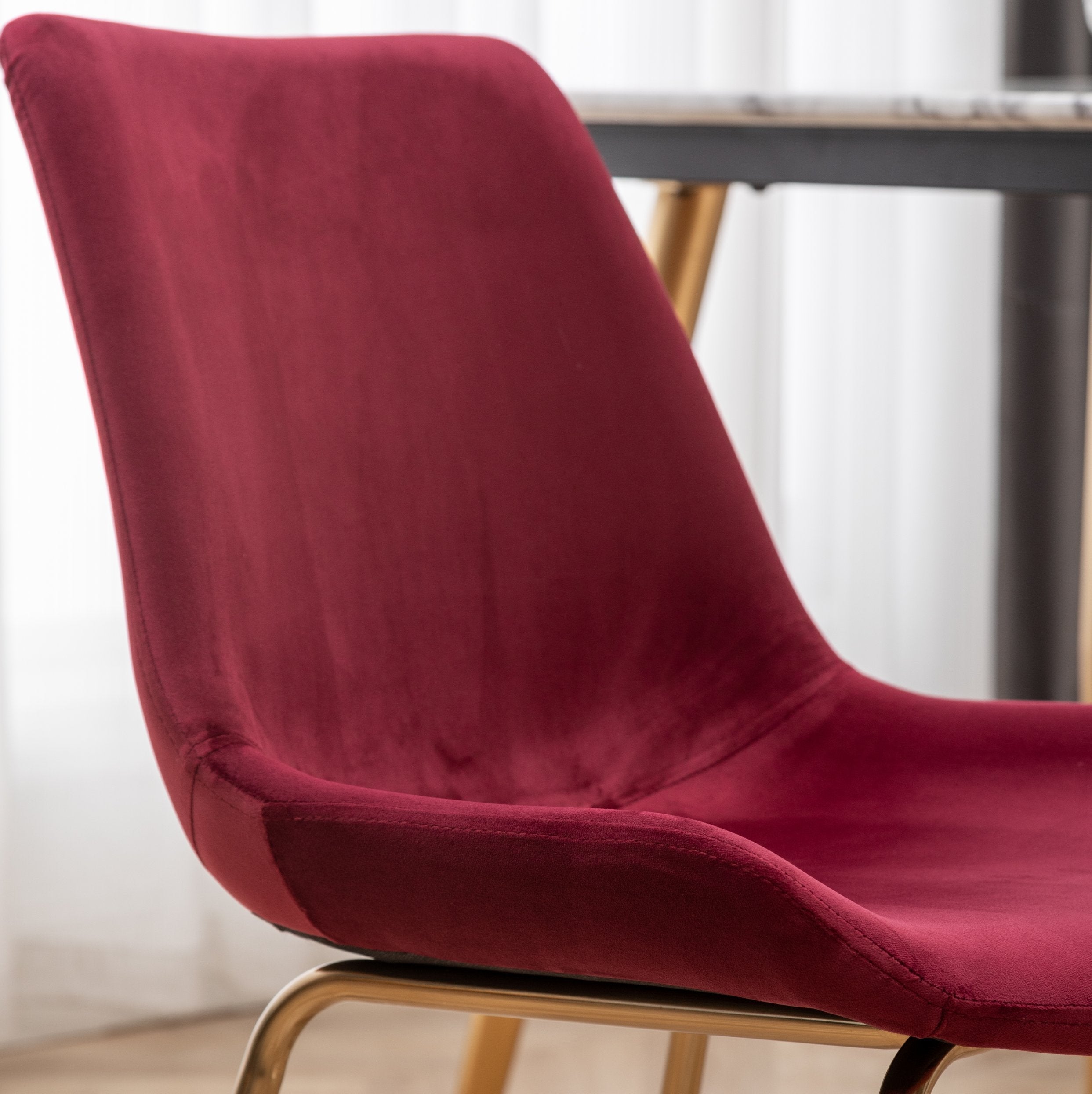 Roundhill Furniture Aufurr Modern Velvet Dining Chairs, Set of 2 - Mid-Century Style Upholstered Side Chairs for Dining Room, Kitchen, or Office