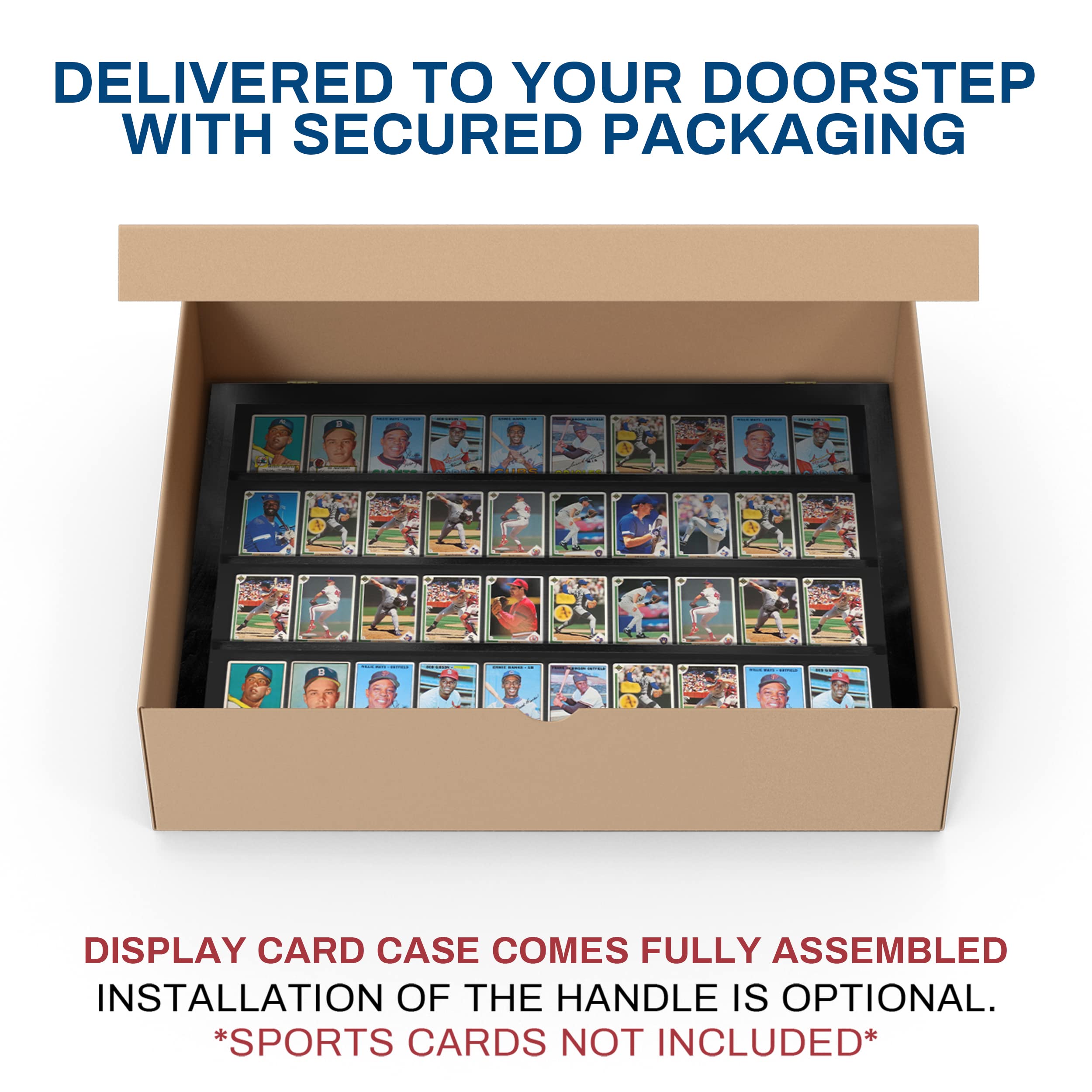 Baseball Card Display Case - Lockable Sports Card Frame Holds 50 Ungraded Cards with UV Protection - Perfect for Pokemon, Football & Basketball Trading Cards | Ideal for Collectors, Home Decor & Gift Giving