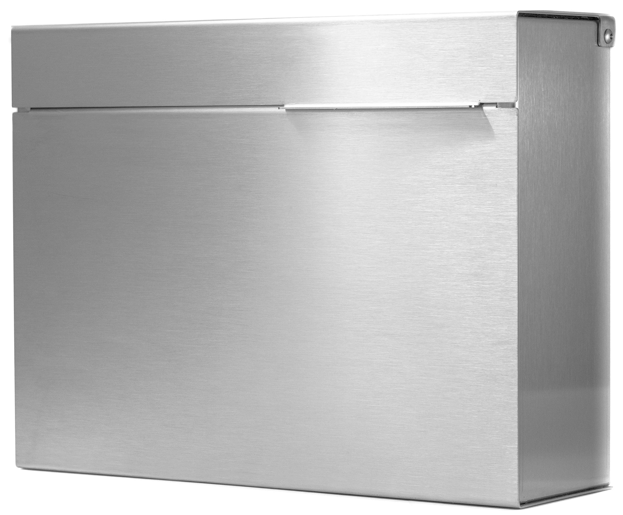 Vsons Modern Wall-Mount Mailbox - Brushed Stainless Steel, Contemporary Mailbox for Home & Office - Perfect for Apartments, Houses and Commercial Buildings