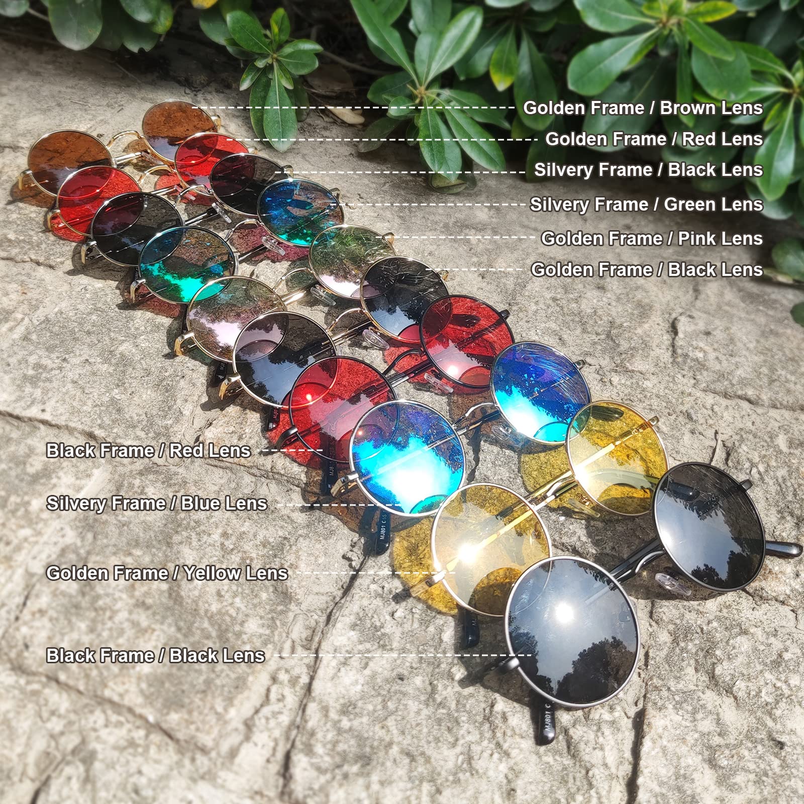 Round Polarized Sunglasses for Men & Women - Retro Metal Hippie Shades with 100% UV Protection - Perfect for Driving, Beach, and Outdoor Activities
