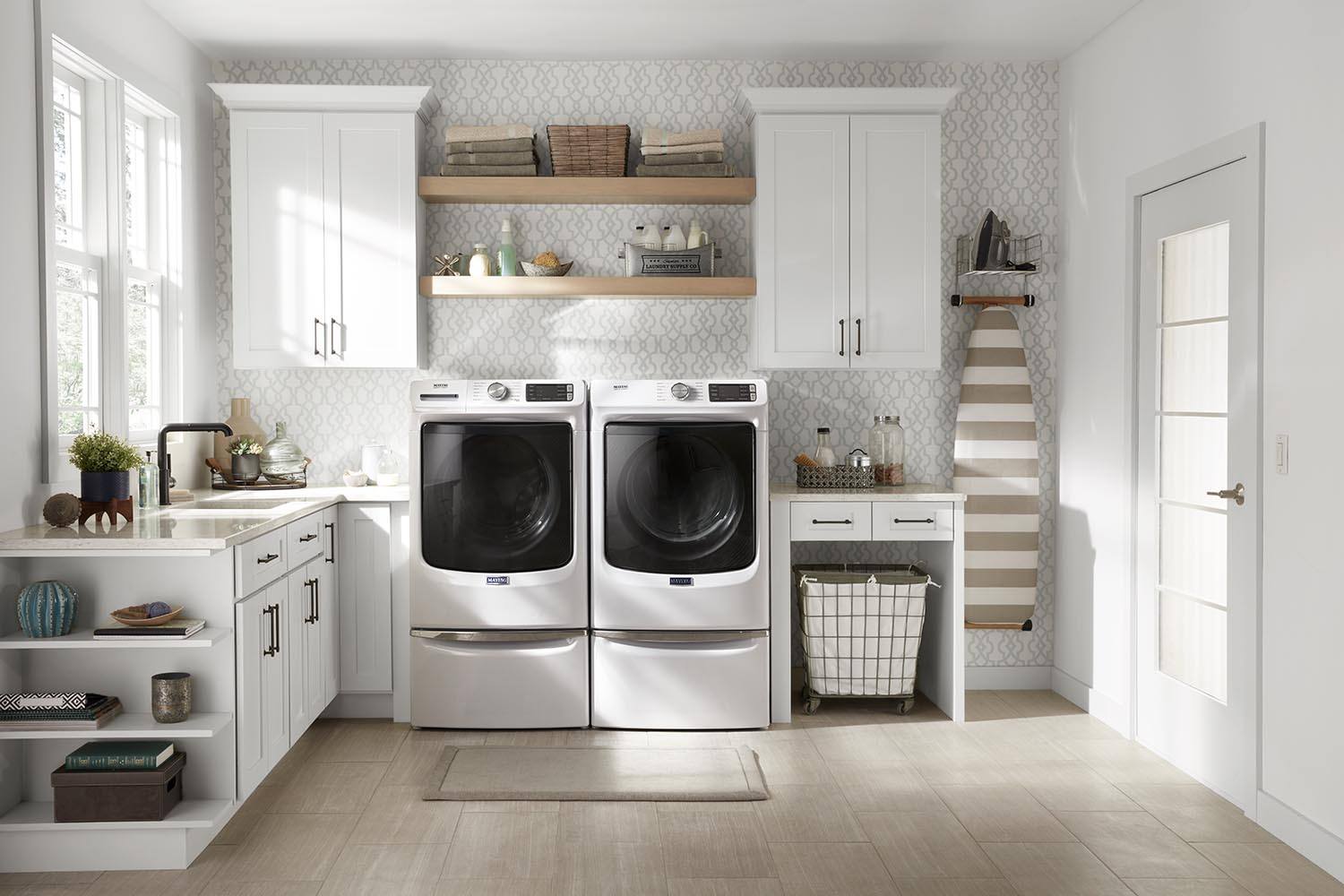 Maytag MHW6630HW 5.5 cu ft Front Load Washer & YMED6630HW 7.3 cu ft Electric Dryer Set - White Energy Efficient Laundry Pair for Home, Apartment, or Laundromat Use