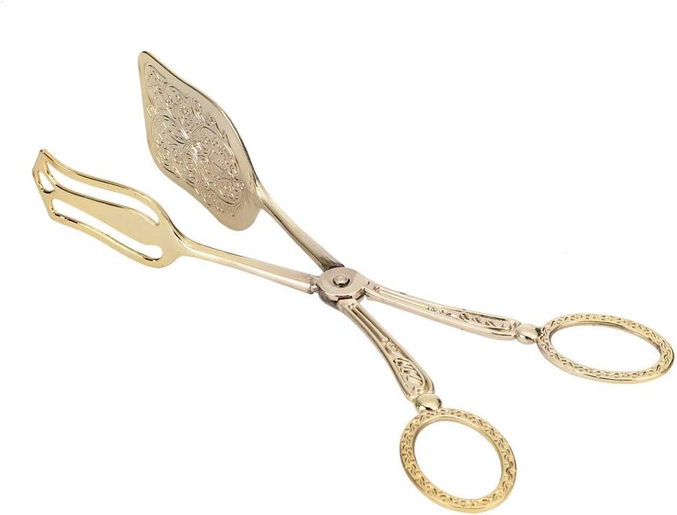 Premium 2-Piece Gold Serving Tongs Set - 9.1 Inch Zinc Alloy Buffet Tongs for Bread, Salad, Cake & Food Serving - Elegant Kitchen Utensils for Parties, Catering & Home Dining Accessories