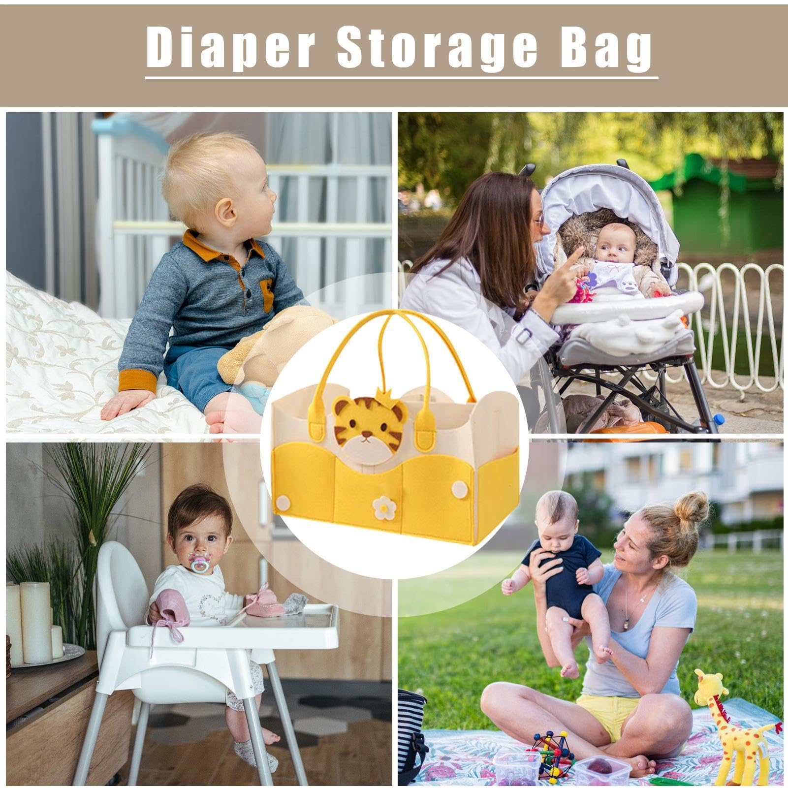 Stylish Large Travel Diaper Tote Bag with Smart Divided Design for Organization - Perfect for Baby Essentials, Parenting Outings & Family Travel