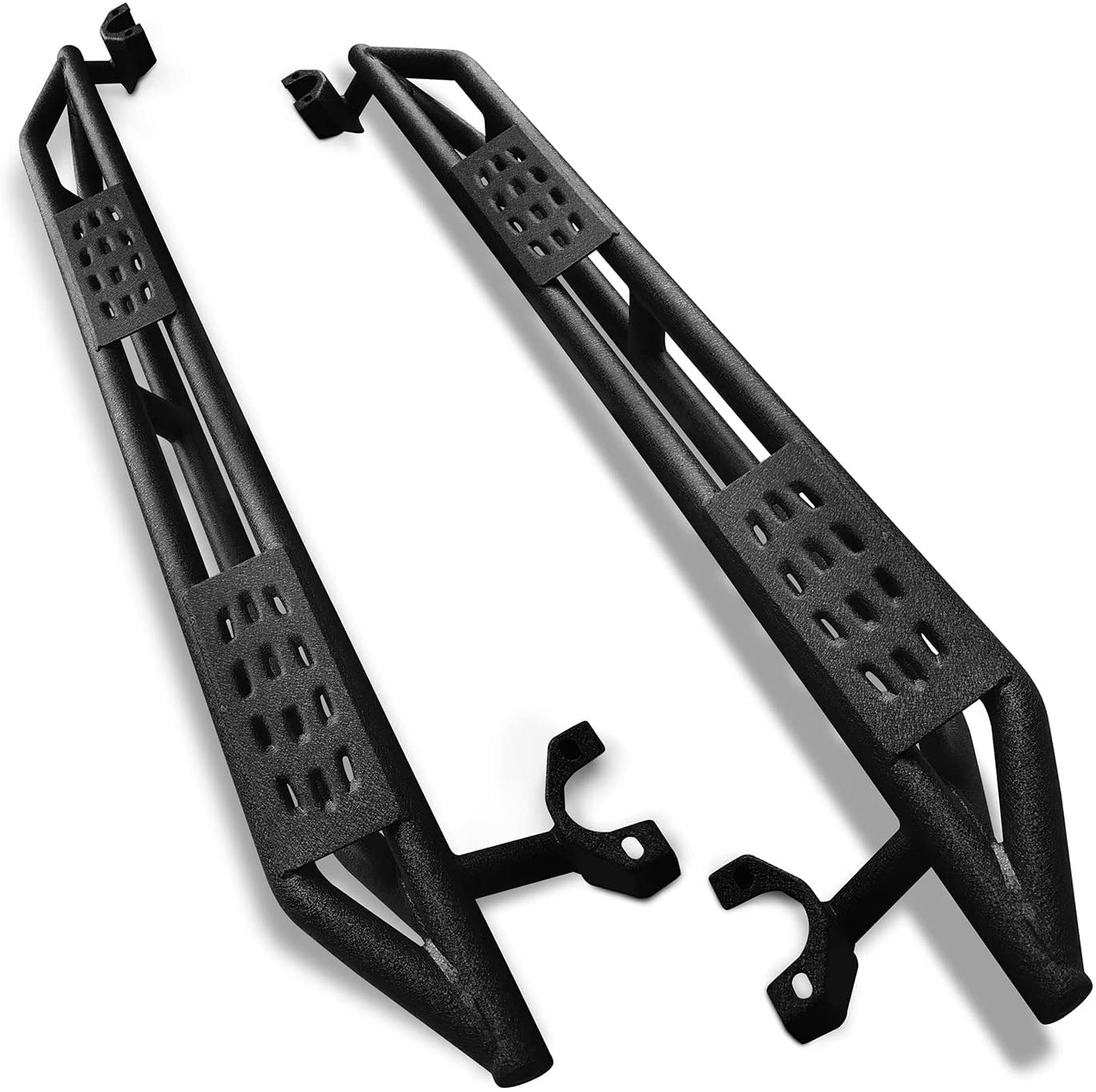 TAC Running Boards for 2007-2018 Jeep Wrangler JK 4 Door (Not for 2018 Wrangler JL) - Textured Black Side Steps Nerf Bars Step Rails - Off-Road Exterior Accessories for Enhanced Entry & Protection