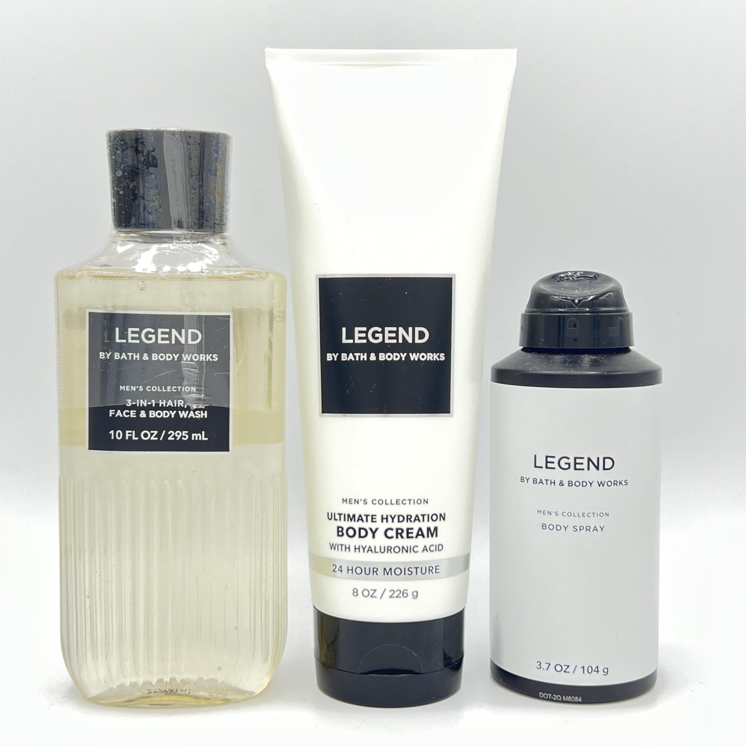 Legend Men's Bath & Body 3-Piece Gift Set - Hydrating Hair & Body Wash, Ultra Moisturizing Body Cream & Refreshing Body Spray | Perfect for Shower, Gym & Travel Essentials