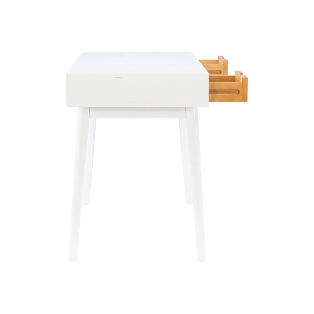 Linon Perry White Wood Two-Drawer Writing Desk - Compact Home Office Desk for Small Spaces, Study & Workstation Use