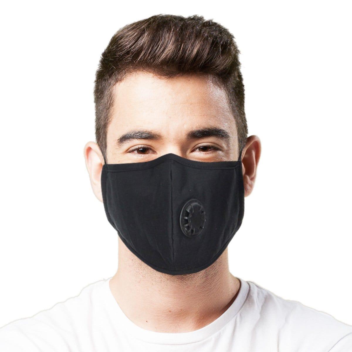 Washable Black Cotton Face Mask with Activated Carbon Filter for Adults - Breathable & Reusable for Daily Use, Travel, and Outdoor Activities