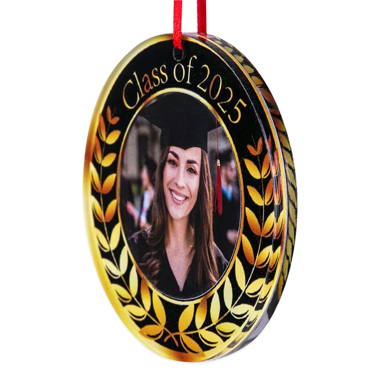 FaCraft Personalized 2025 Graduation Ornament - 3 Inch Picture Frame Keepsake for High School & College Graduates - Class of 2025 Commemorative Gift - Perfect for Christmas Tree Decor, Graduation Party Favors & Memory Displays