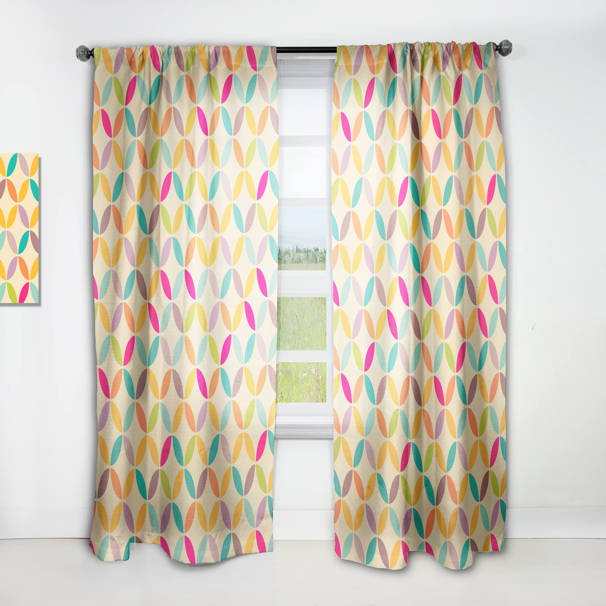 DesignQ Vintage Abstract Seamless Pattern Thermal Insulated Curtains - 52x84 Inch Single Panel for Bedroom & Living Room - Perfect for Home Decor, Blackout & Energy Saving