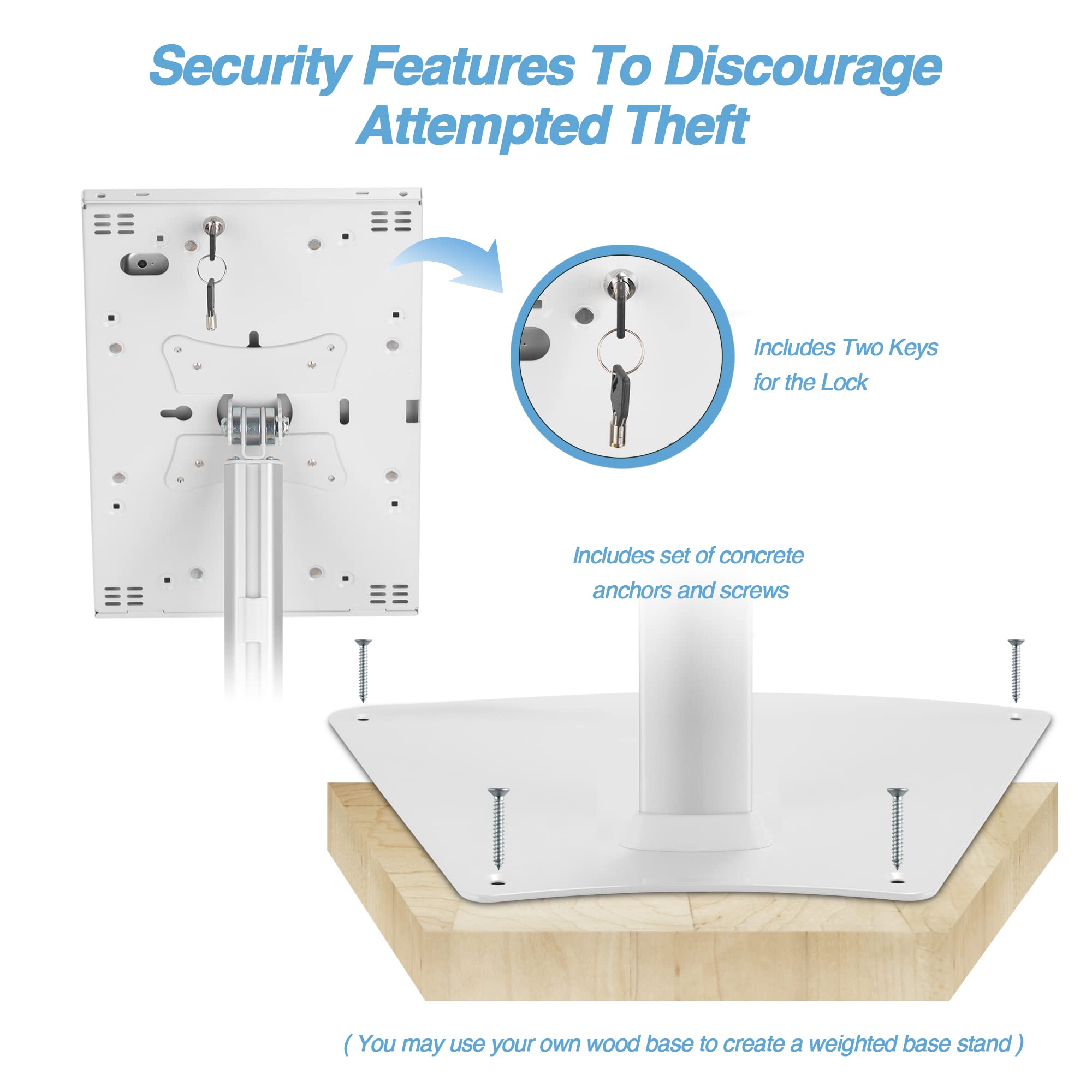 AVLT Adjustable Anti-Theft Tablet Floor Stand - 10.5