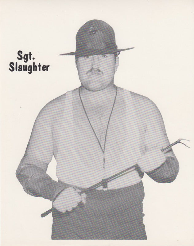 Vintage 1980s WWWF Sgt. Slaughter Wrestling Promo Photo - Collectible Memorabilia for Wrestling Fans & Nostalgic Decor
